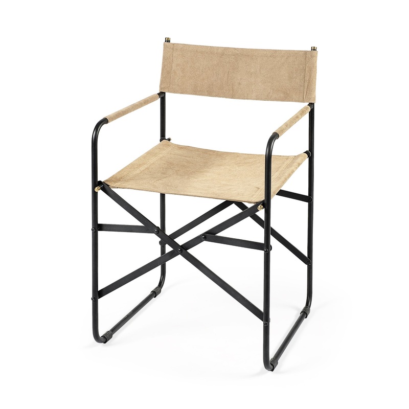 Tan Leather With Black Iron Frame Dining Chair By Homeroots