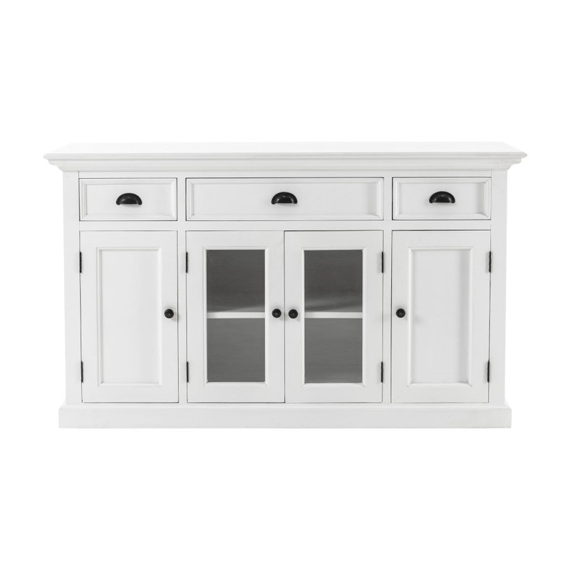 White Accent Cabinet With Glass Doors By Homeroots