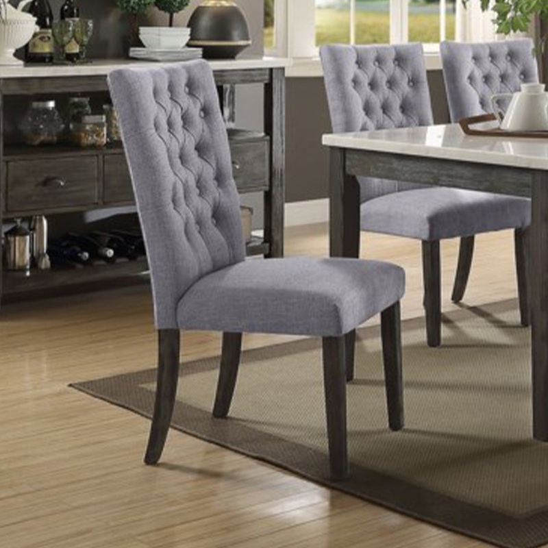 2Pc Gray Fabric And Gray Oak Side Chair By Homeroots