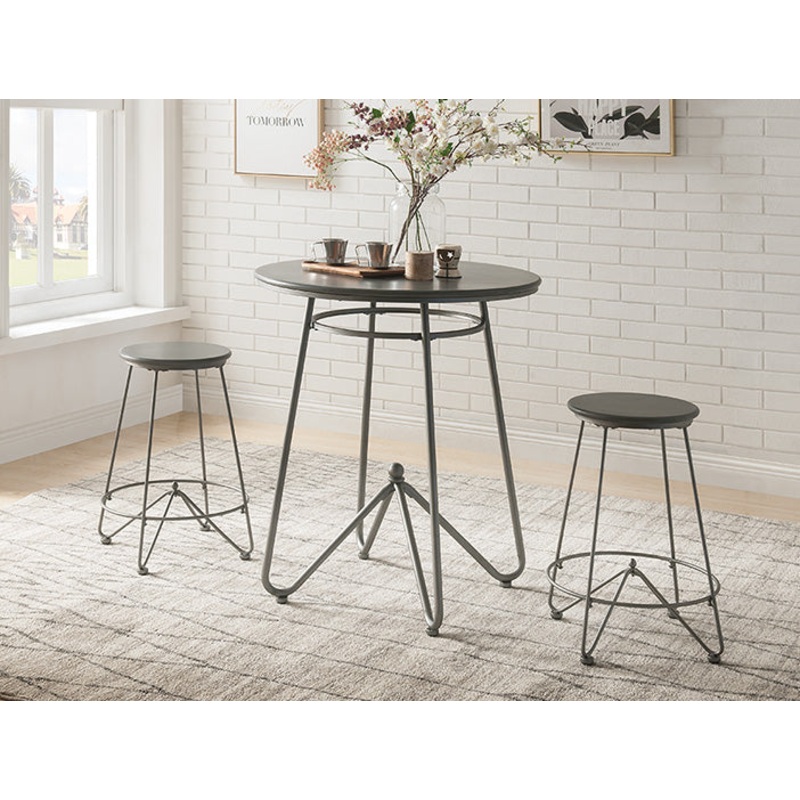 3 Piece Counter Height Set In Gray Oak Sandy Gray By Homeroots