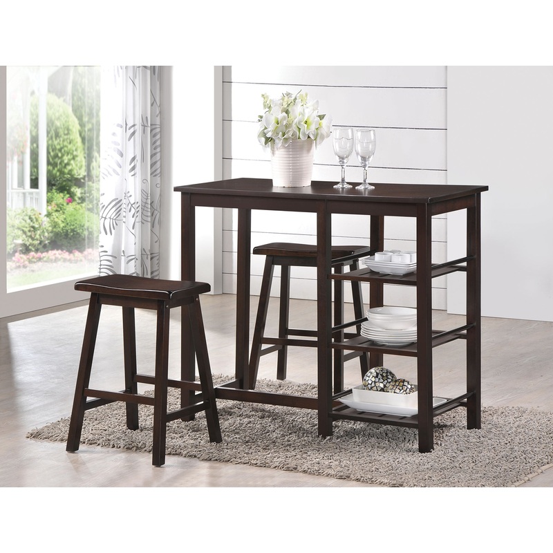 3 Piece Counter Height Set In Walnut By Homeroots