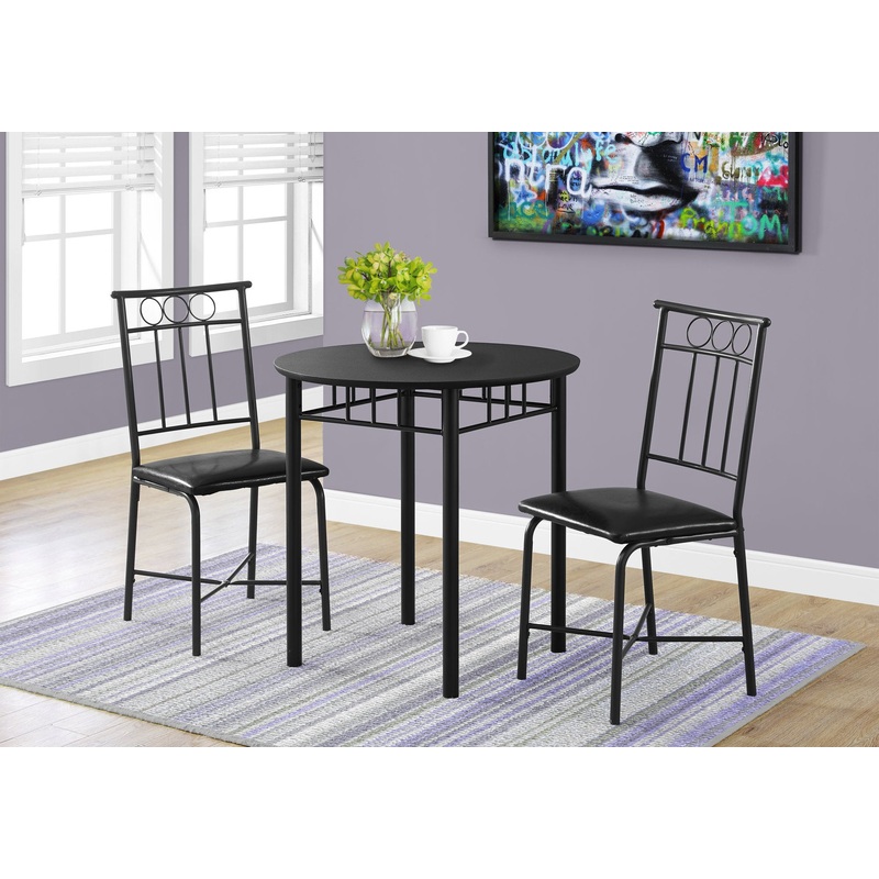 35" Black Leather Look Foam And Metal Three Pieces Dining Set By Homeroots