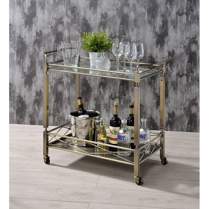 Antique Brass Metal Serving Cart By Homeroots - 319139