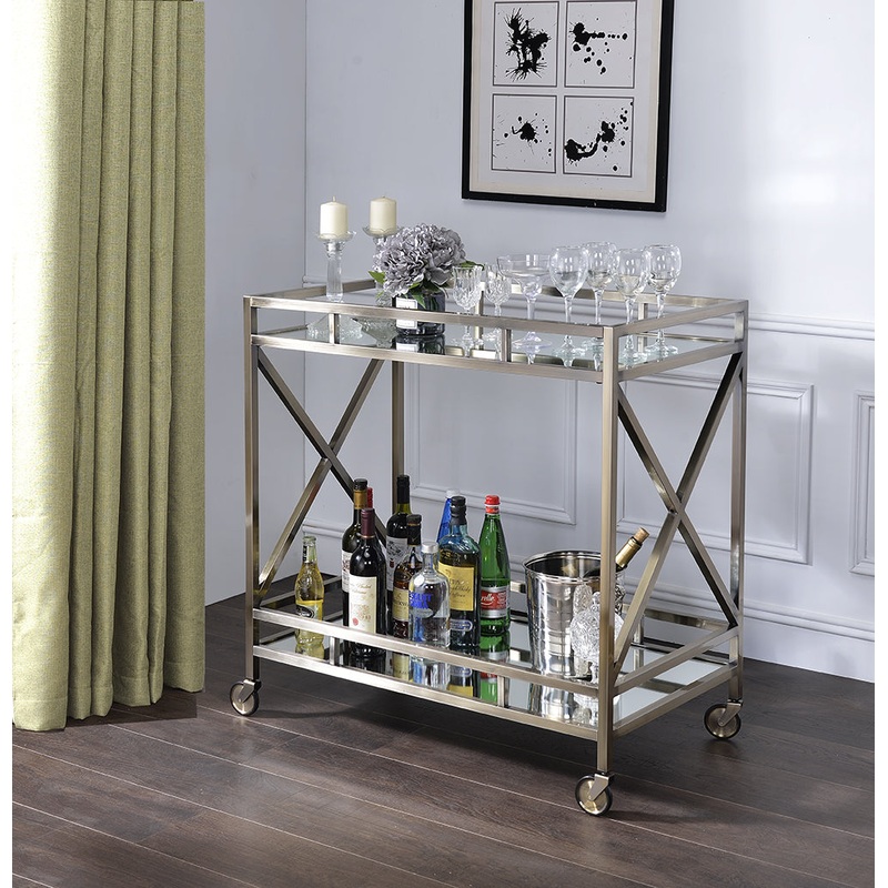 Antique Brass Metal Serving Cart By Homeroots - 319141