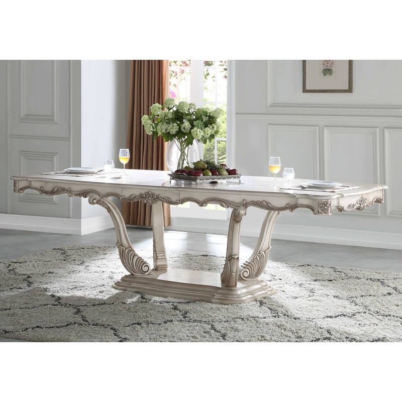 Antique White Wood Dining Table Wpedestal By Homeroots