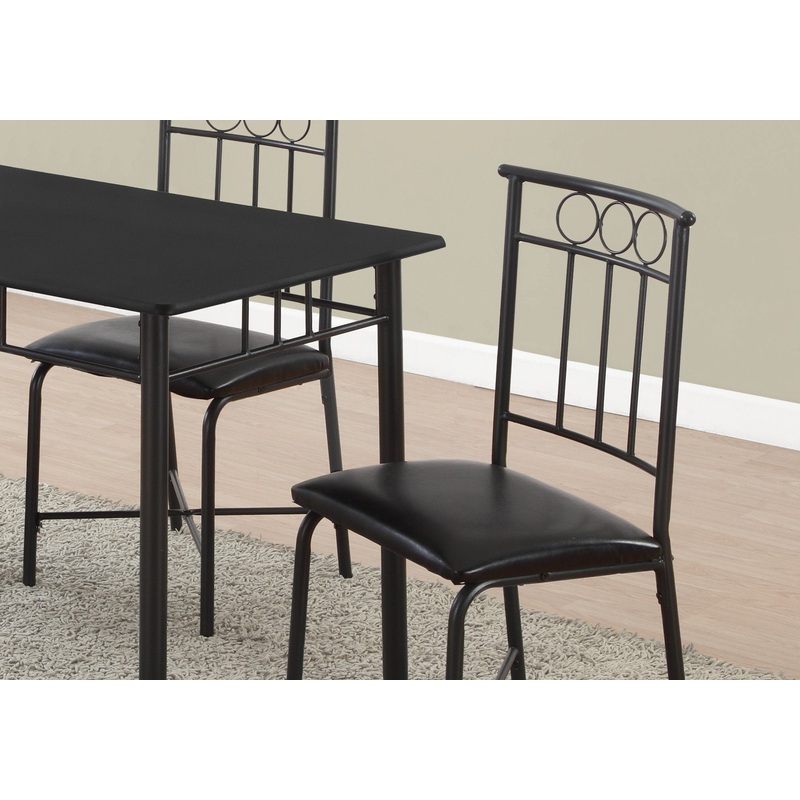 Black Metal Foam Polyurethane Leather Look Polyes 5Pcs Dining Set By Homeroots