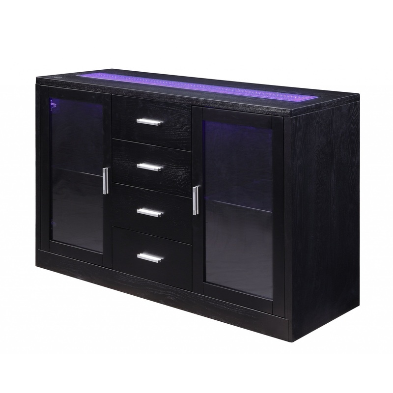 Black Wood Led Glass Server By Homeroots