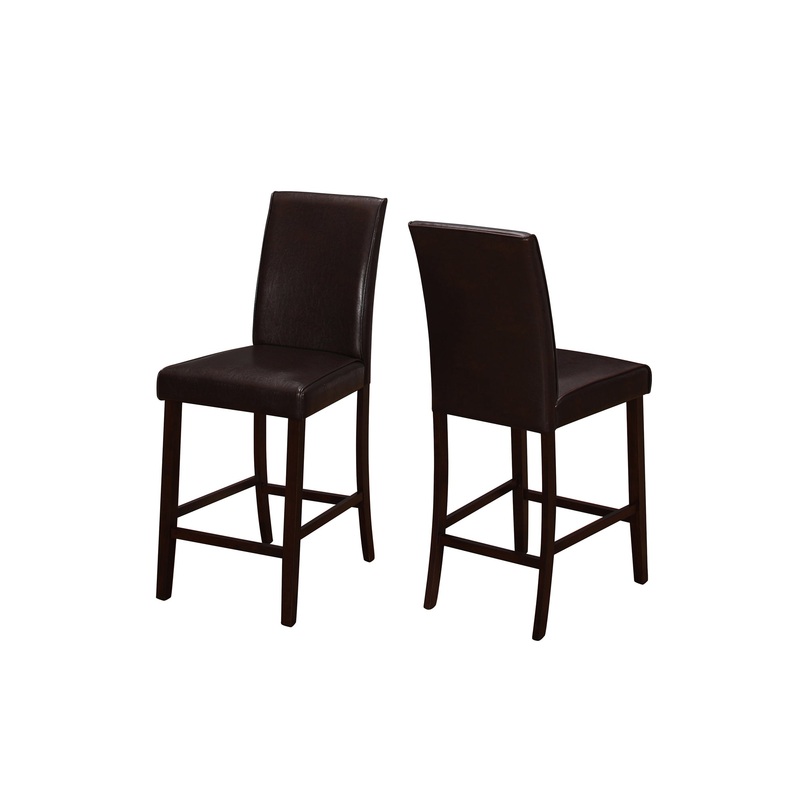 Brown Leather Look Counter Height 2Pcs Dining Chair By Homeroots