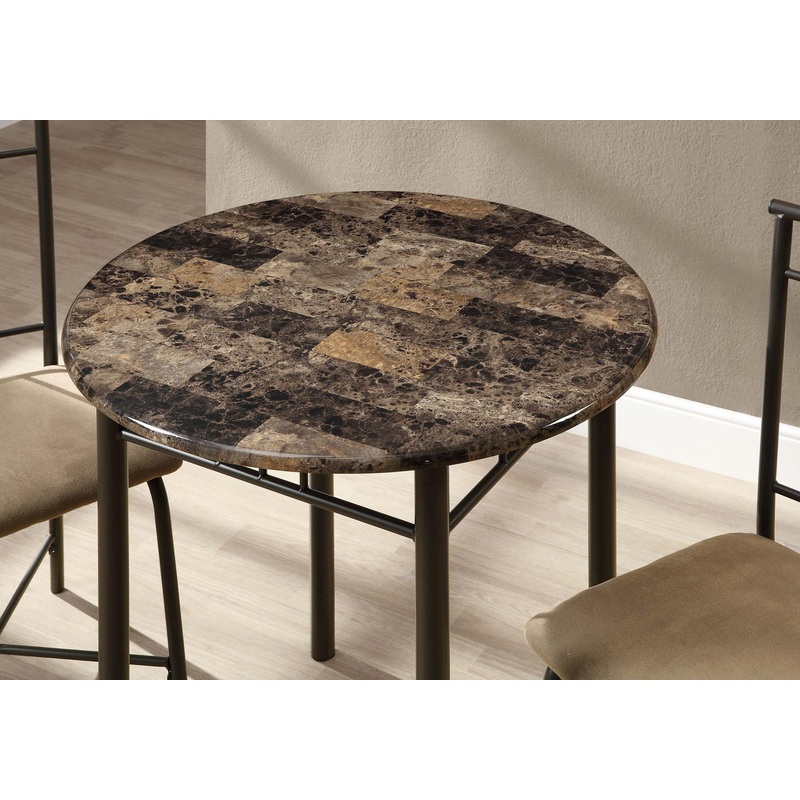 Cappuccino Beige Brown Metal Foam Microfiber 3Pcs Dining Set By Homeroots