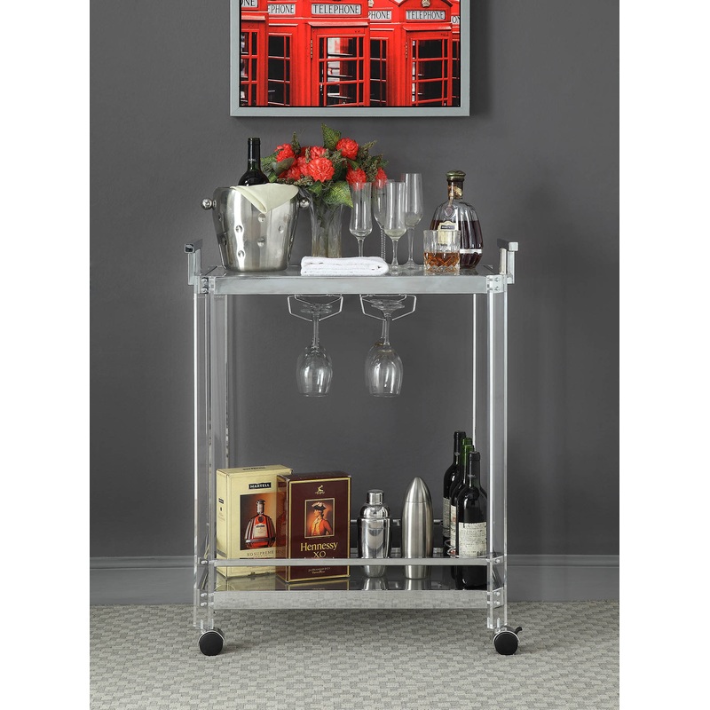 Chrome Clear Glass Metal Acrylic Serving Cart By Homeroots
