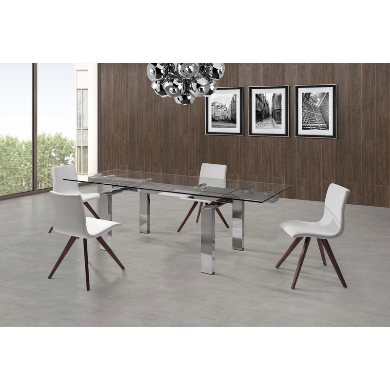 Clear Glass Aluminum Etendable Dining Table By Homeroots