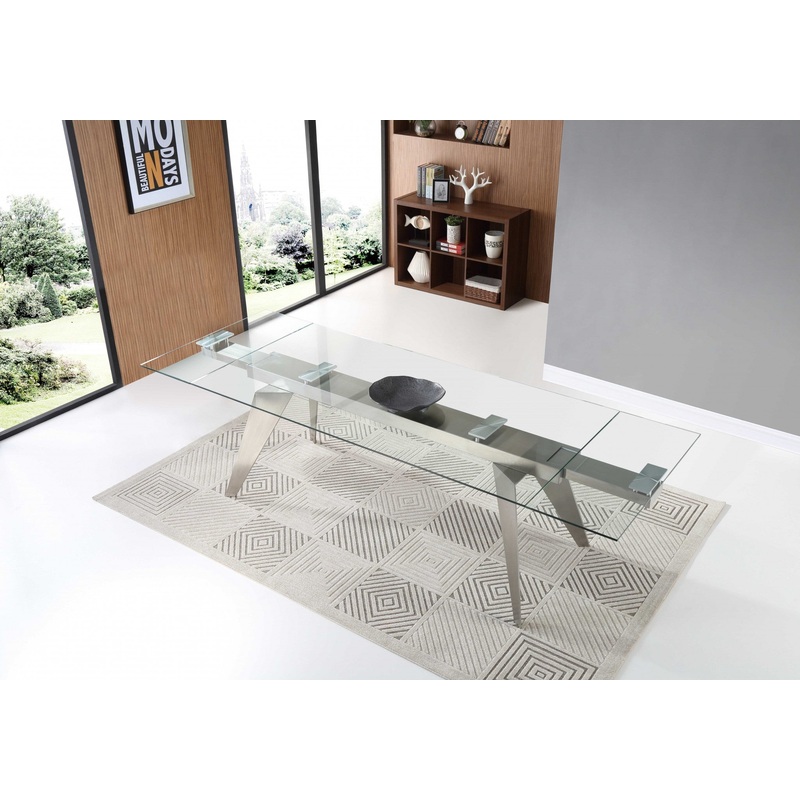 Clear Glass Etendable Dining Table By Homeroots