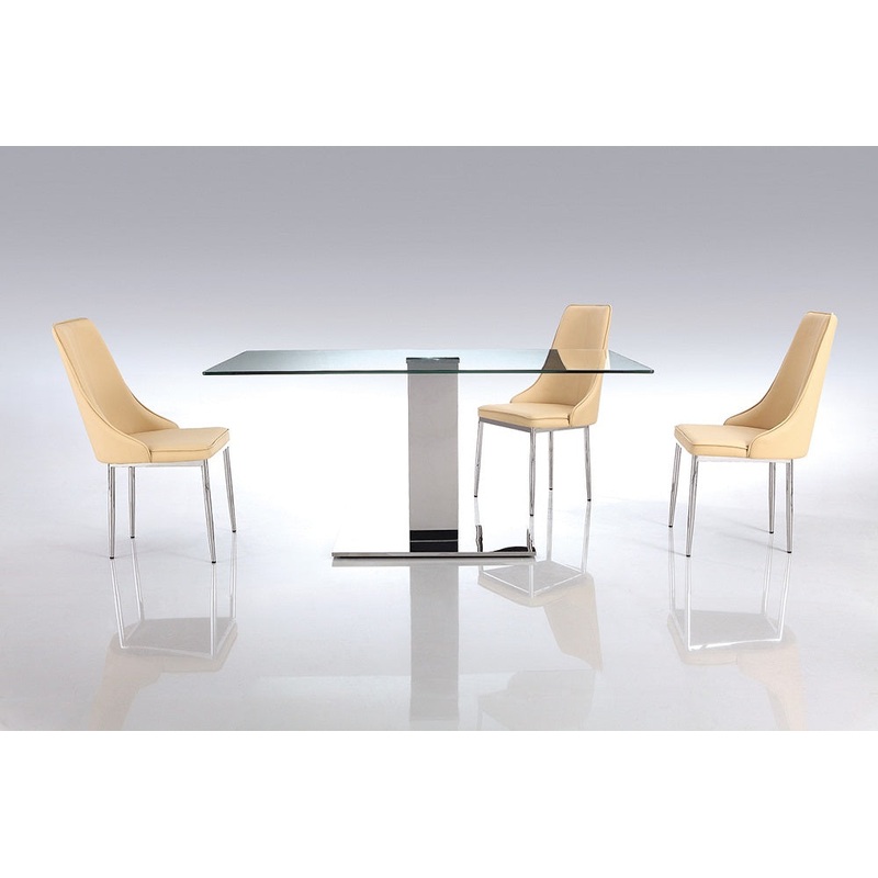 Clear Glass Stainless Steel Dining Table By Homeroots