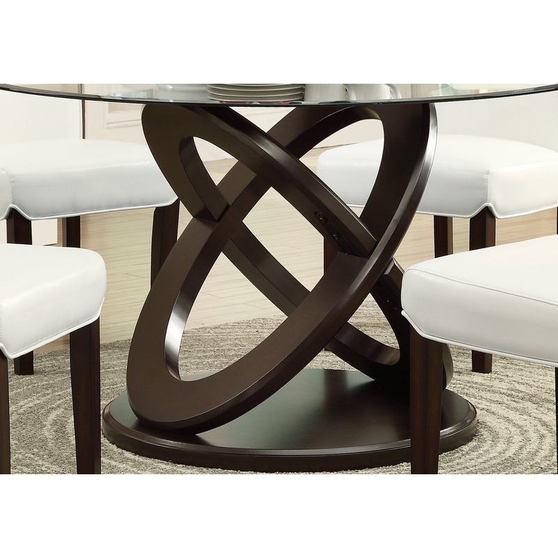 Espresso Clear Glass Solid Wood Tempered Glass Tempered Glass Dining Table By Homeroots