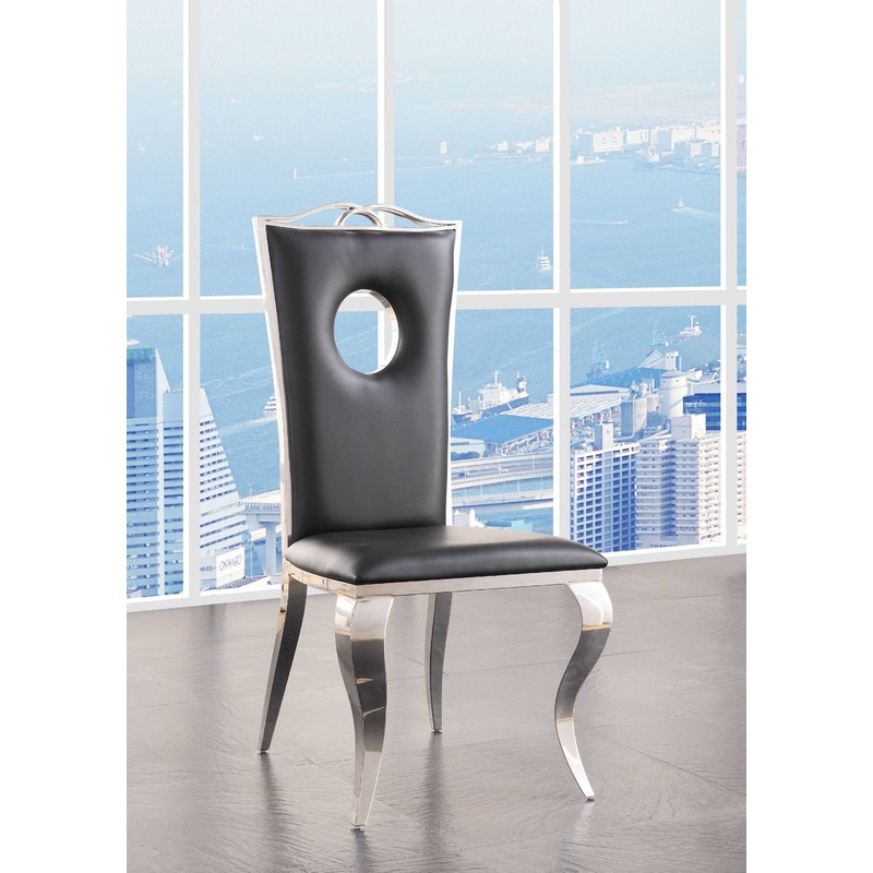 Fau Leather Stainless Steel Upholstered Seat Side Chair Set By Homeroots