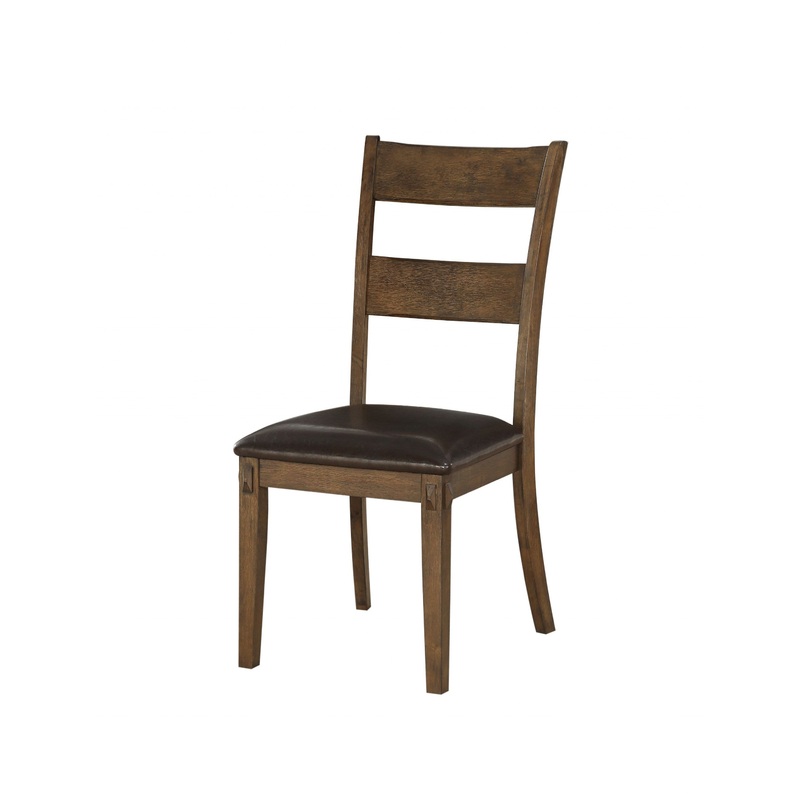 Fau Leather Upholstered And Dark Oak Wood Side Chair By Homeroots