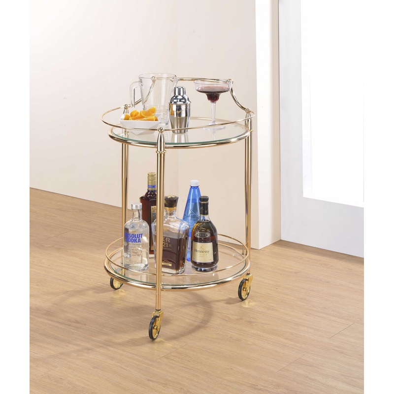 Gold And Clear Glass Serving Cart By Homeroots - 319136
