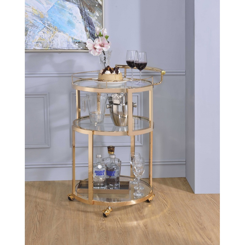 Gold And Clear Glass Serving Cart By Homeroots - 319137