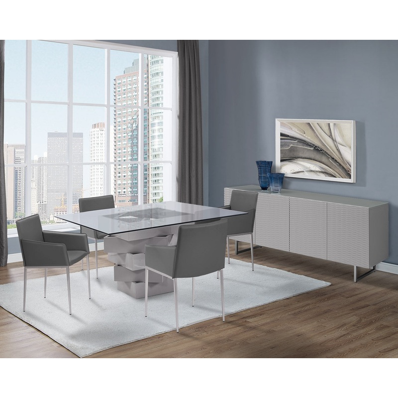 Gray Glass Dining Table By Homeroots