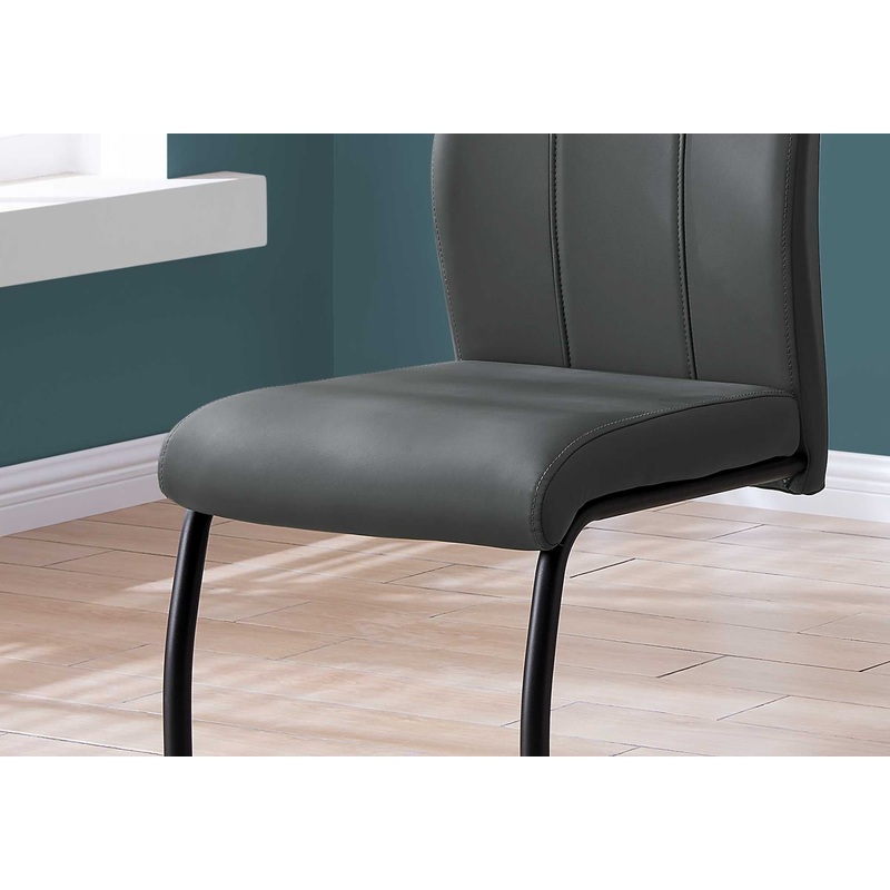 Grey Black Foam Metal Leather Look Dining Chairs 2Pcs By Homeroots