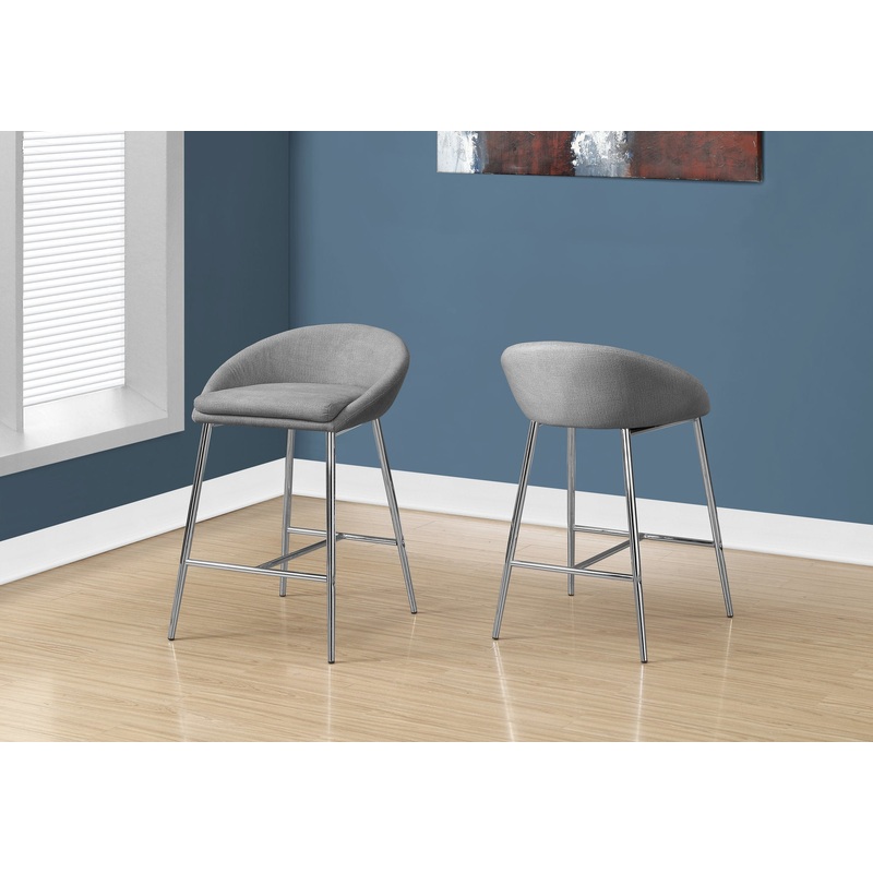 Grey Foam Metal Polyester Barstool 2Pcs By Homeroots