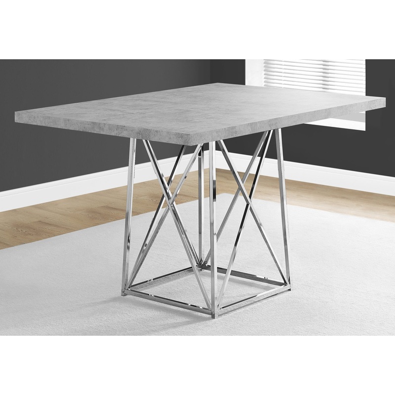 Grey Particle Board And Chrome Metal Dining Table By Homeroots