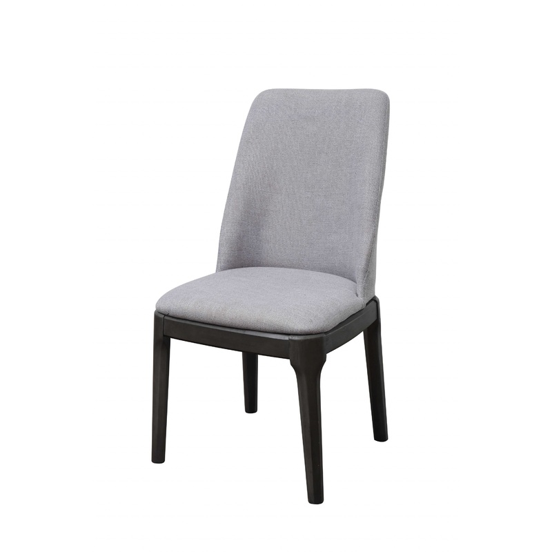 Light Gray Linen Upholstered Seat And Oak Wood Side Chair By Homeroots