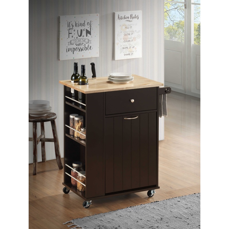 Natural Wenge Wood Casters Kitchen Cart By Homeroots