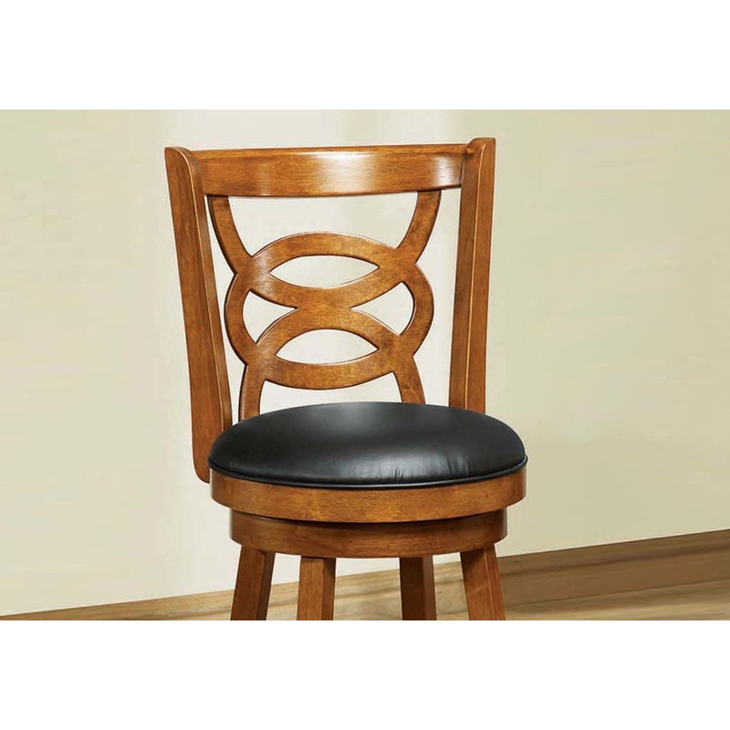 Oak Black Solid Wood Foam Veneer Leather Look 2Pcs Swivel Barstools By Homeroots - 332637