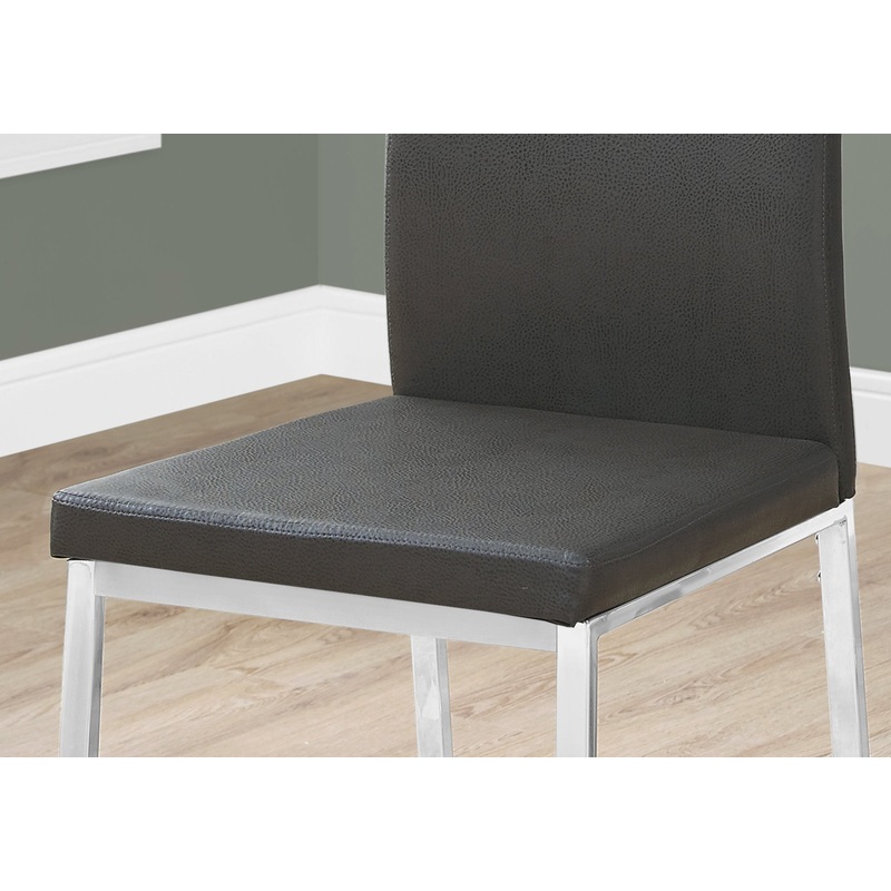 Set Of 2 Grey Faux Leather And Chrome Dining Chairs By Homeroots