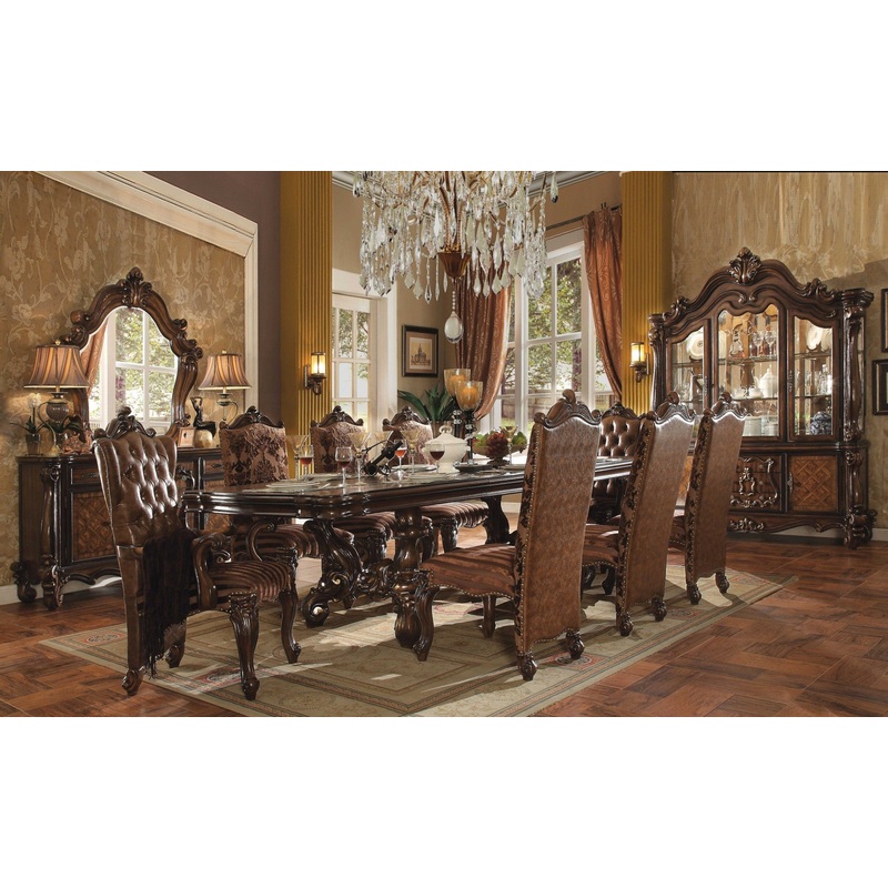Tone Brown Fau Leather Fabric Cherry Oak Upholstery Finish Side Chair Set By Homeroots