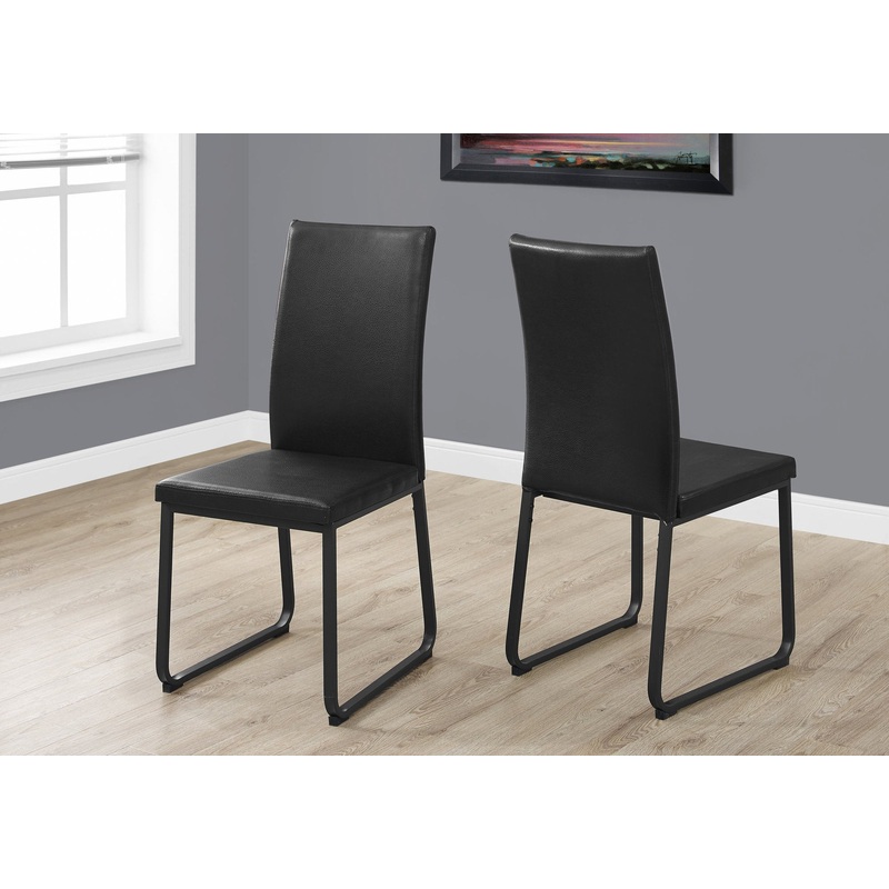 Two 38" Black Faux Leather And Metal Dining Chairs By Homeroots
