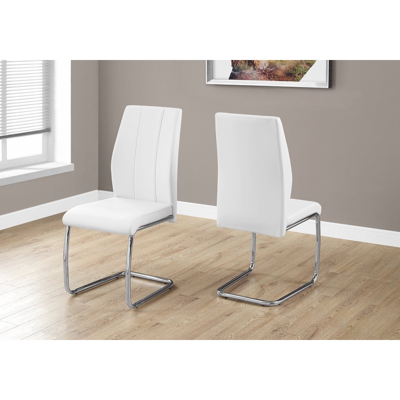 Two 77.5" Leather Look Chrome Metal And Foam Dining Chairs By Homeroots