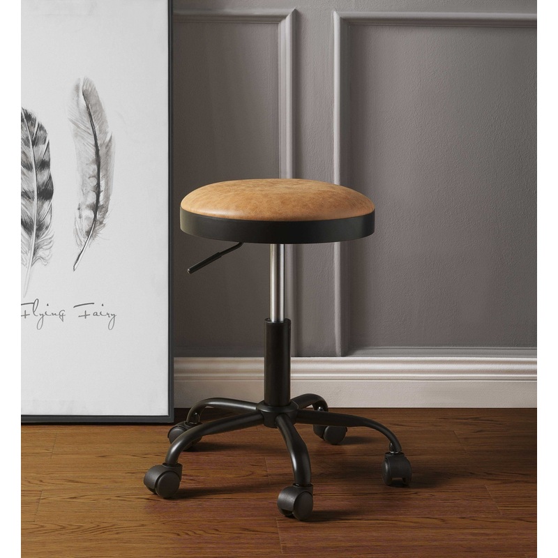 Vintage Caramel Upholstered Adjustable Set Of 2 Stools By Homeroots
