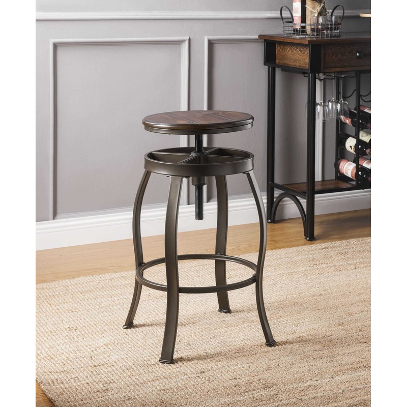 Walnut Sandy Black Metal Wood 3Pc Pk Bar Set By Homeroots