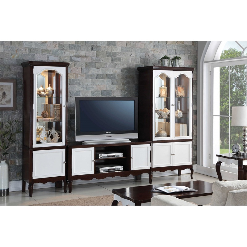 Walnut White Wood Curio Cabinet By Homeroots - 347484