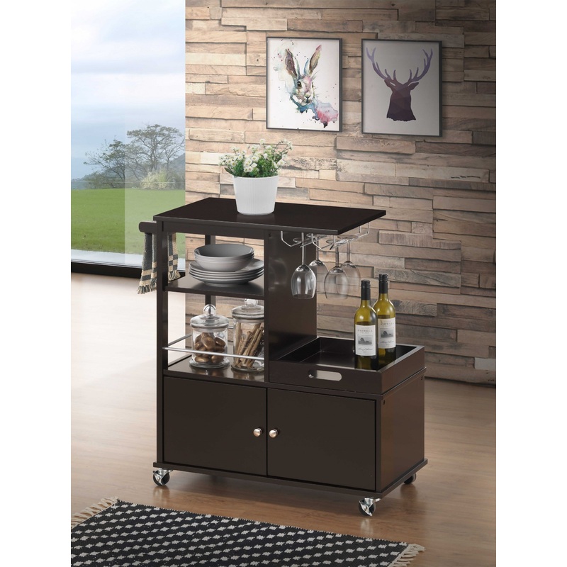 Wenge Wood Casters Kitchen Cart By Homeroots