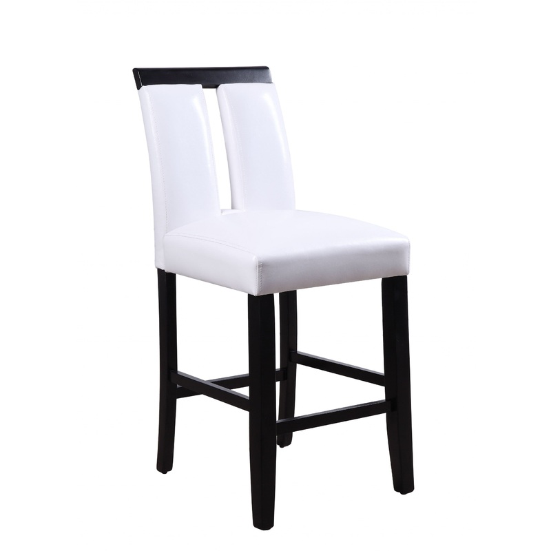 White Fau Leather Upholstered Seat And Black Wood Counter Height Chair Set Of 2 By Homeroots