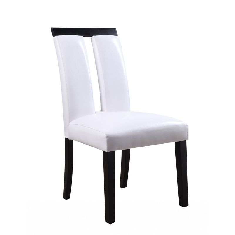 White Fau Leather Upholstered Seat And Black Wood Side Chair By Homeroots
