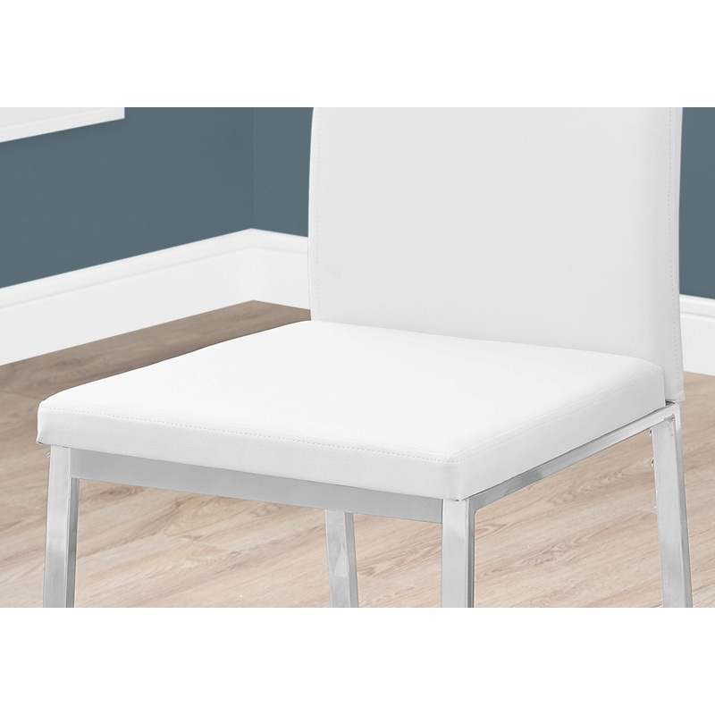 White Foam Metal Leather Look Dining Chairs 2Pcs By Homeroots - 332610