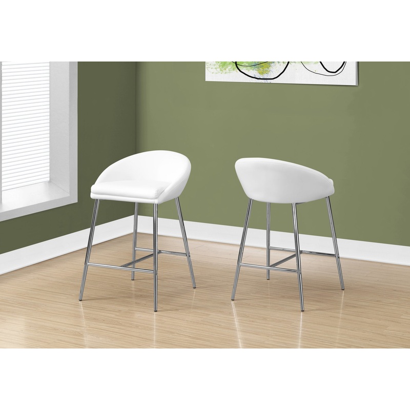 White Foam Metal Leatherlook Barstool 2Pcs By Homeroots