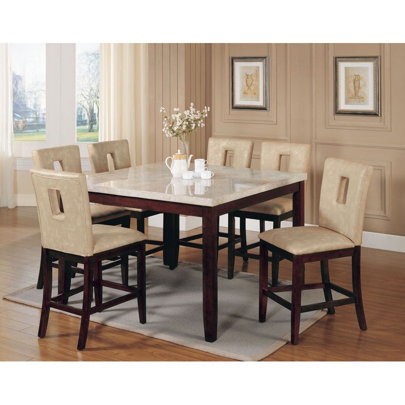 White Marble Walnut Wood Counter Height Table By Homeroots