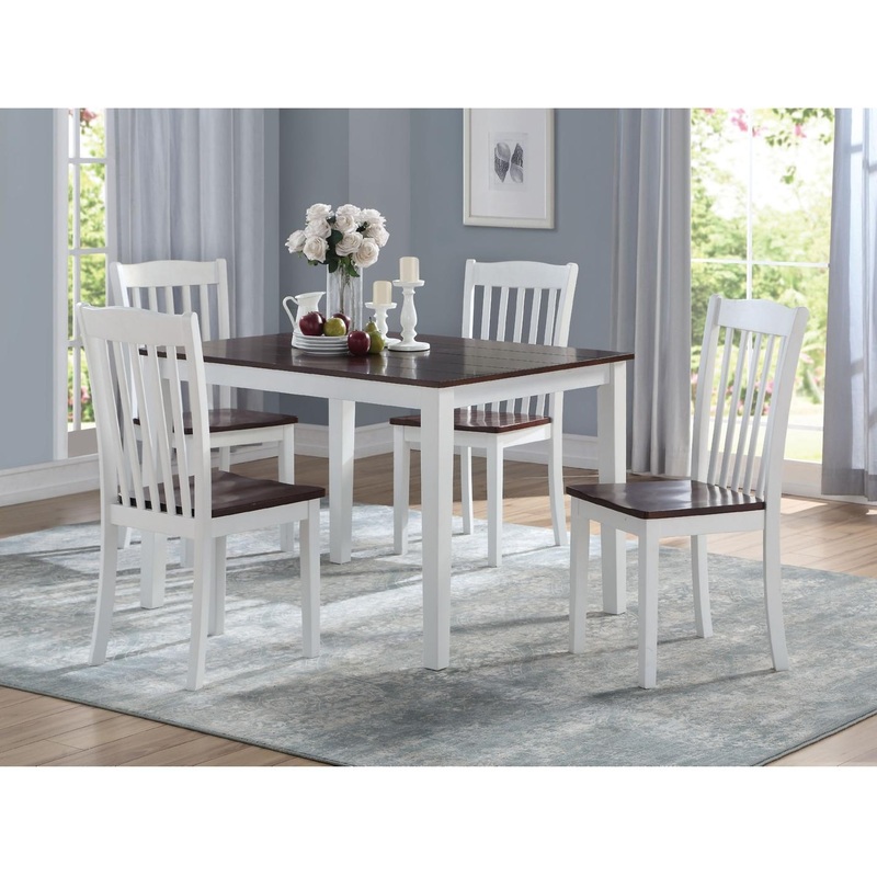 White Walnut Wood 5Pc Pk Dining Set By Homeroots