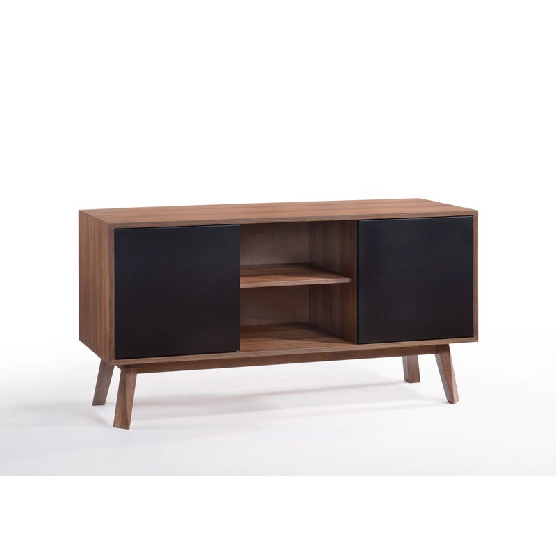29' Walnut And Black Veneer Mdf And Wood Buffet By Homeroots