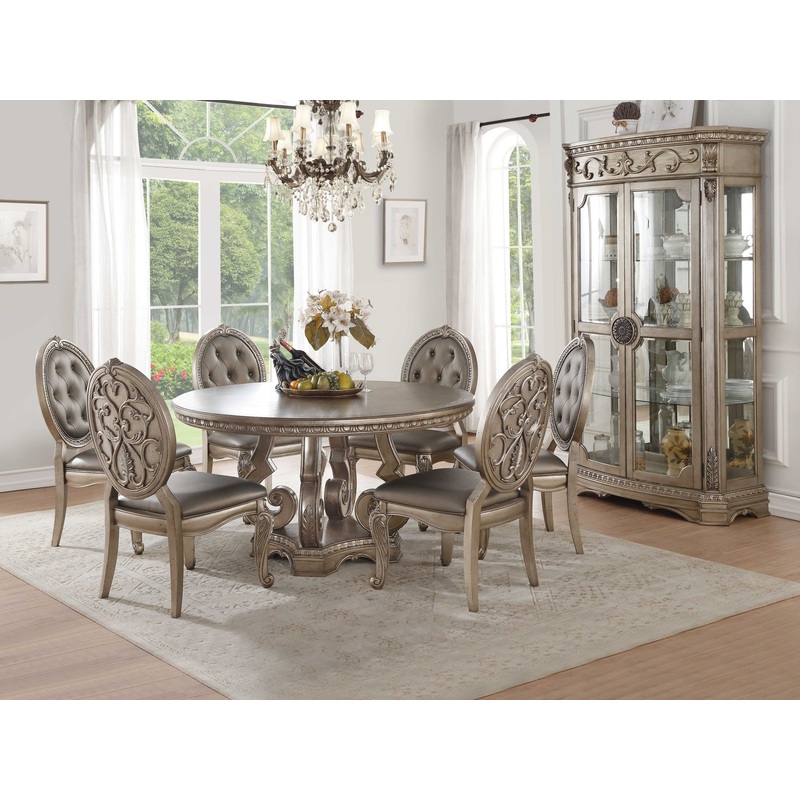 2Pc Antique Champagne Side Chair By Homeroots