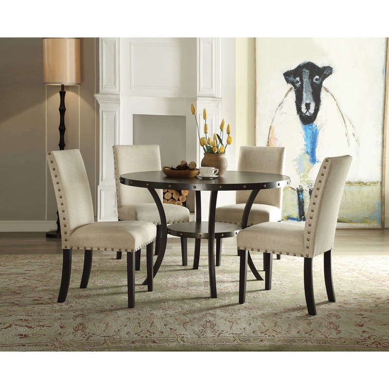 2Pc Beige Fabric Side Chair By Homeroots