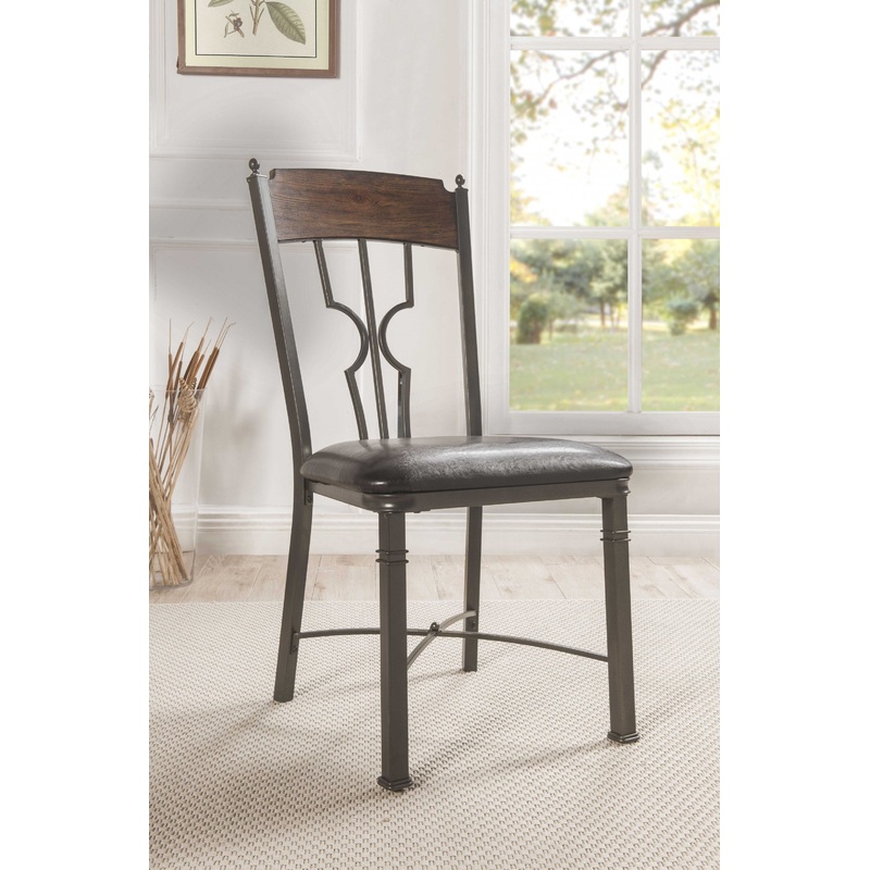 2Pc Espresso And Dark Bronze Side Chair By Homeroots
