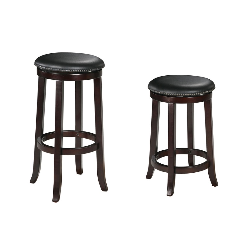 2Pc Espresso Swivel Bar Chair By Homeroots