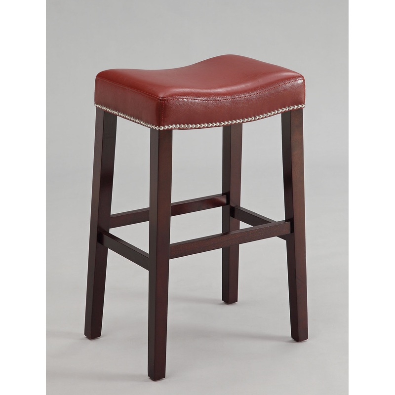 2Pc Red And Espresso Bar Stool By Homeroots