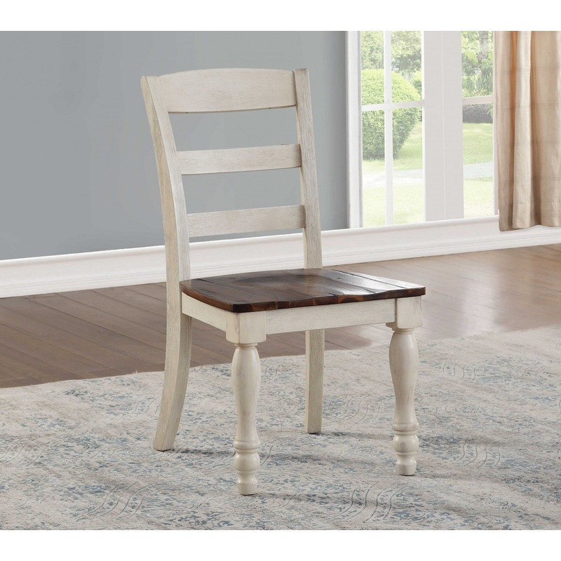 2Pc Walnut And White Washed Side Chair By Homeroots